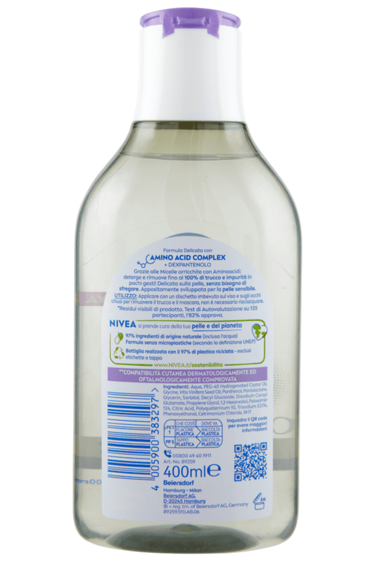 Acqua Micellare Nivea 400ml Extra Delicato – Detergente Viso per Pelli Sensibili, Senza Profumo e Senza Risciacquo