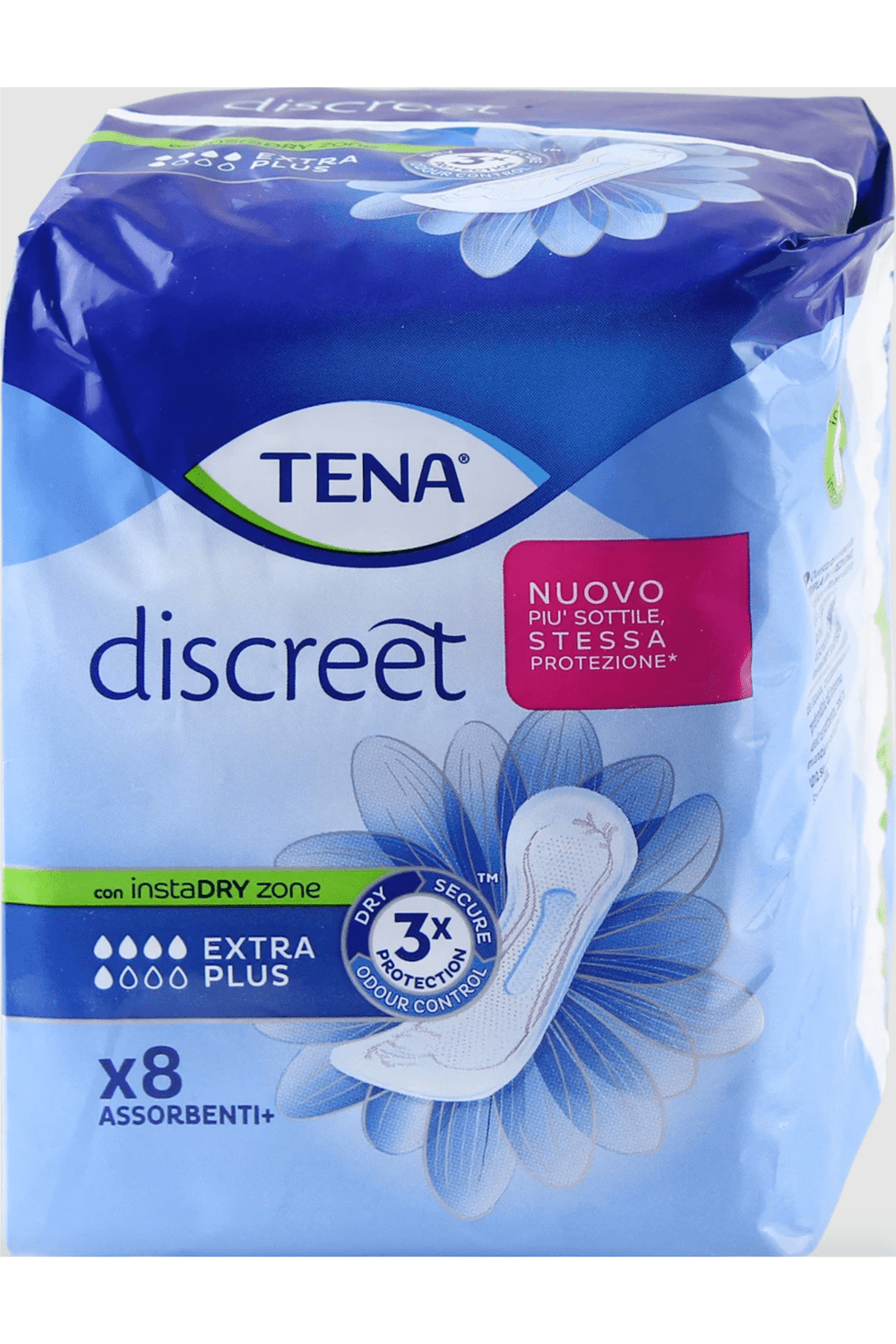 TENA Discreet Extra Plus 8pz β Protezione Avanzata per Perdite Urinarie Moderate con Cura della Pelle Sensibile