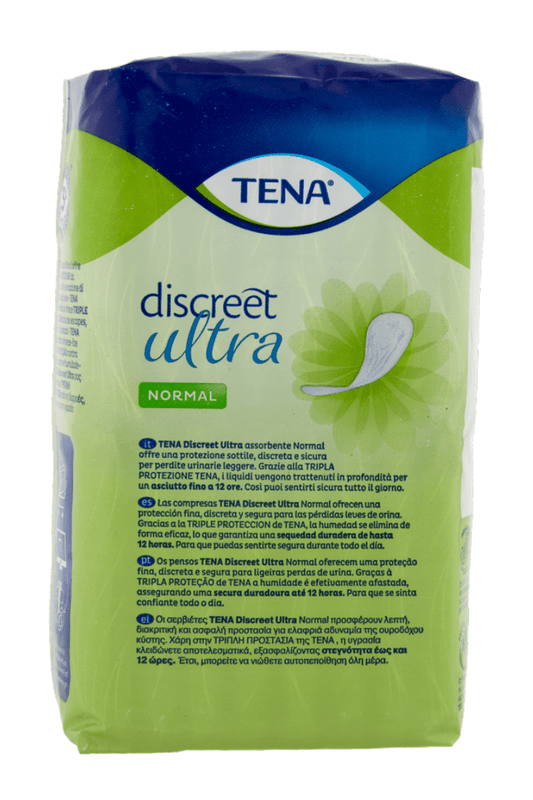 TENA Discreet Ultra Normal 16pz – Protezione Ultra Leggera per Perdite Urinarie con Cura della Pelle Sensibile