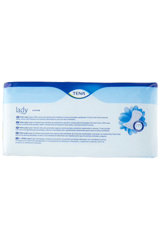 TENA Lady Super 15pz – Protezione Avanzata per Perdite Urinarie Moderate con Cura della Pelle Sensibile