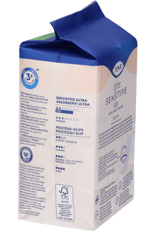 TENA Lights Sensitive Ultra Mini 20pz – Protezione Ultra Leggera per Perdite Urinarie con Cura della Pelle Sensibile