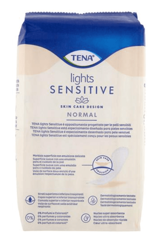TENA Lights Sensitive Ultra Normal 16pz – Protezione Leggera per Perdite Urinarie con Cura della Pelle Sensibile