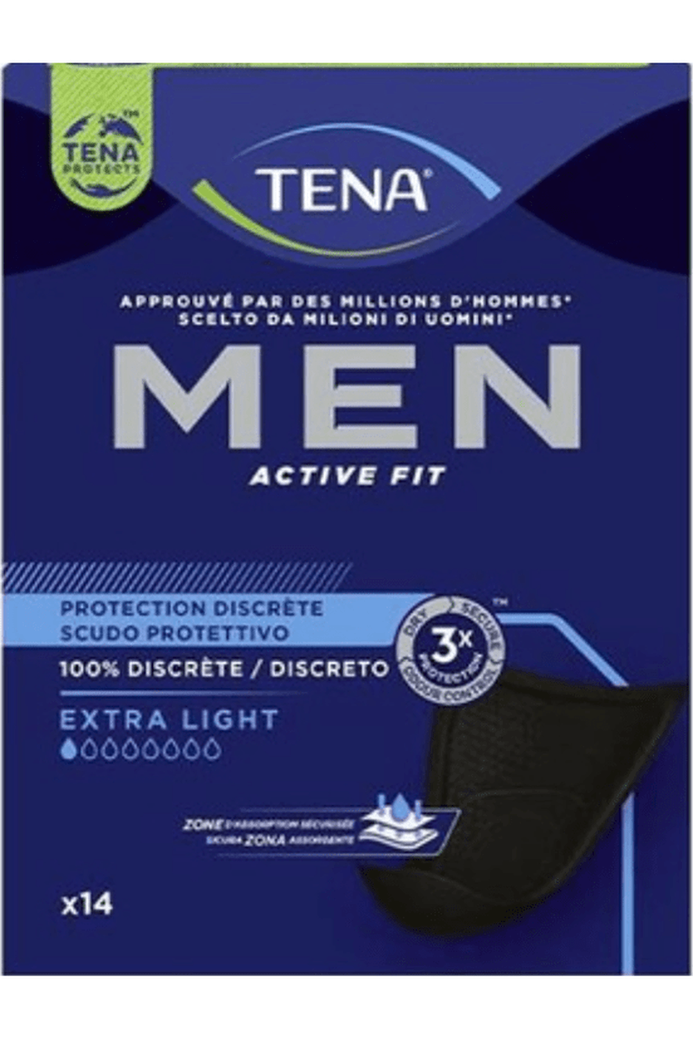 TENA Men Active Fit Level 0 PZ.14 – Mini Assorbenti Maschili Discreti per Gocce Urinarie