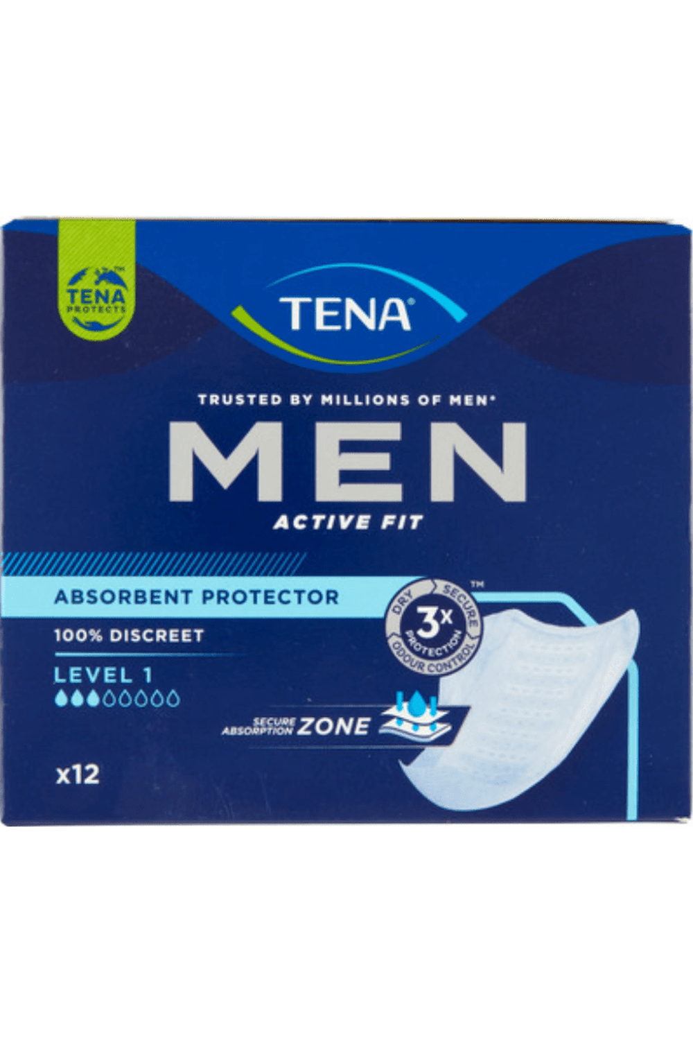 TENA Men Active Fit Level 1 PZ.12 – Assorbenti Maschili Ultrasottili per Incontinenza Leggera