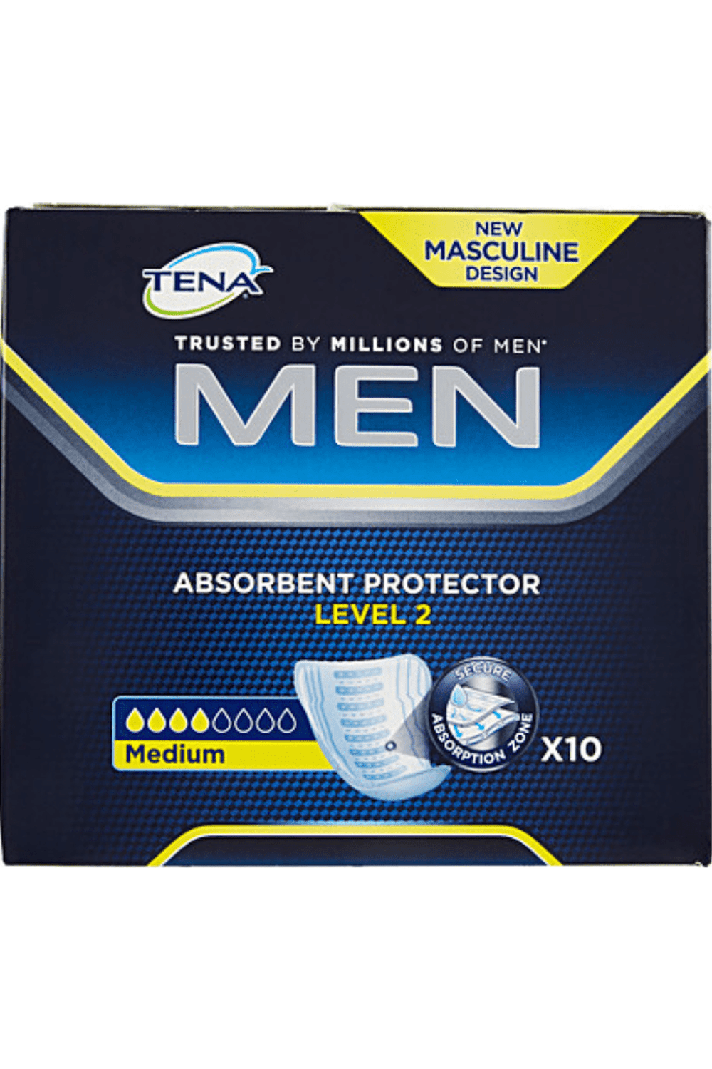 TENA Men Active Fit Level 2 PZ.10 – Assorbenti Maschili per Incontinenza Leggera, Vestibilità Discreta