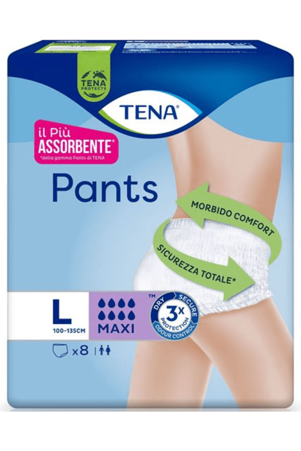 TENA Pants Maxi Large PZ.8 – Mutandine Assorbenti per Incontinenza Abbondante, Taglia Large