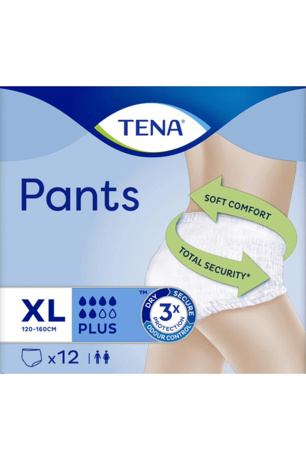 TENA Pants Plus Extra Large 12pz – Mutandine Assorbenti per Incontinenza con Massimo Comfort e Protezione