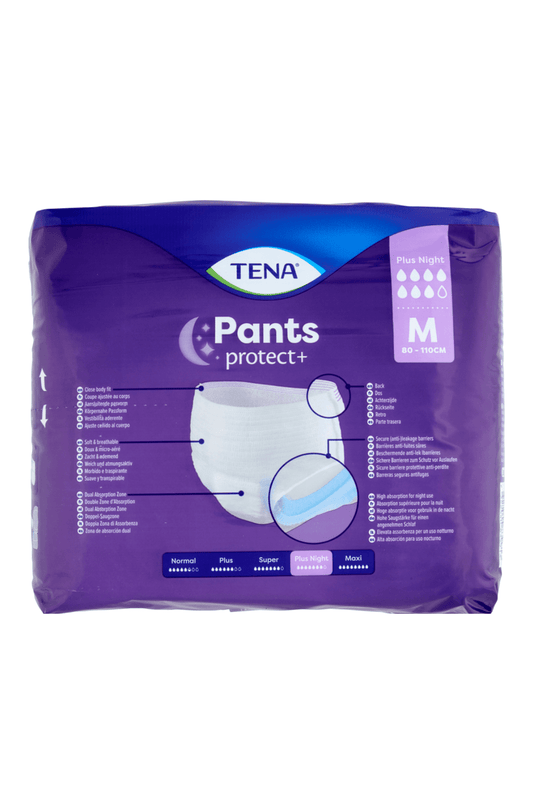 TENA Pants Plus Night Media 12pz – Mutandine Assorbenti per Incontinenza Notturna con Elevata Protezione
