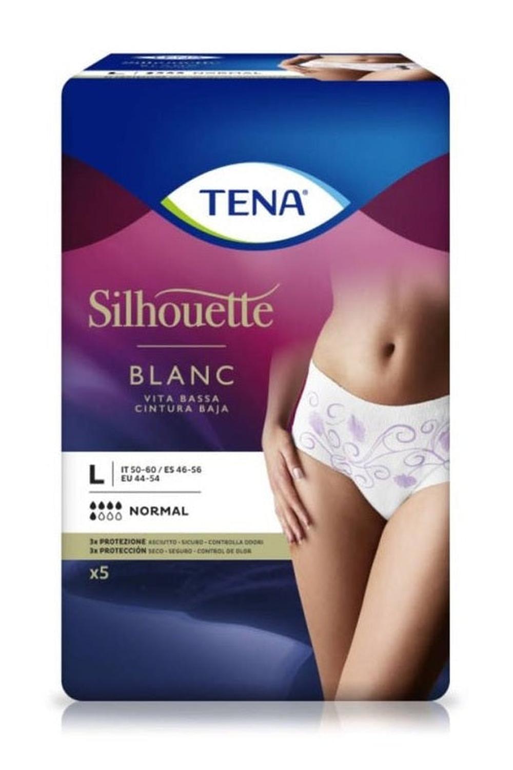 TENA Silhouette Blanc Normal Large PZ.5 – Mutandine Assorbenti Bianche per Incontinenza Femminile Taglia L