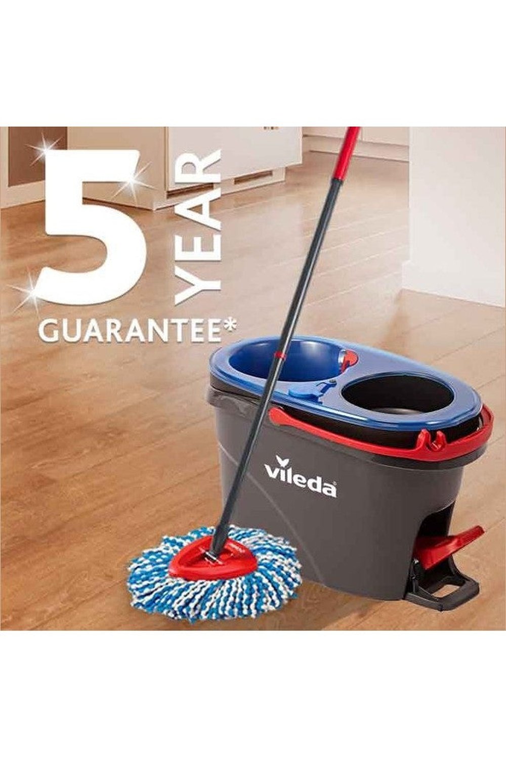 Vileda H2Pro Spin Mop – Sistema Lavapavimenti con Secchio a Doppia Vasca, Acqua Pulita ad Ogni Risciacquo