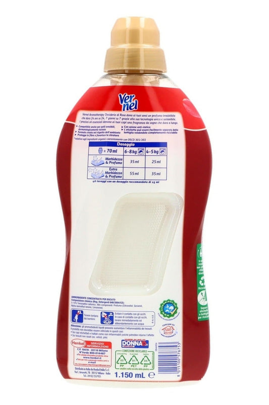 Vernel Ammorbidente Concentrato 1,15L – Red Rose, Eleganza Intensa e Profumo di Rosa Rossa