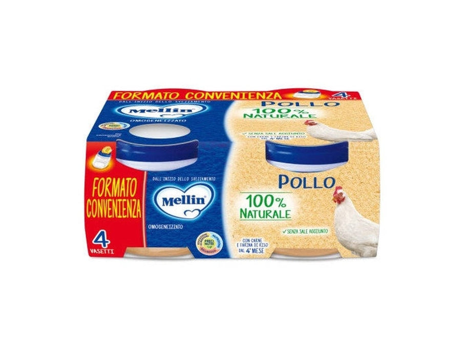 Omogeneizzato Mellin 80g Pollo – Confezione da 4 Pz per Neonati e Bambini
