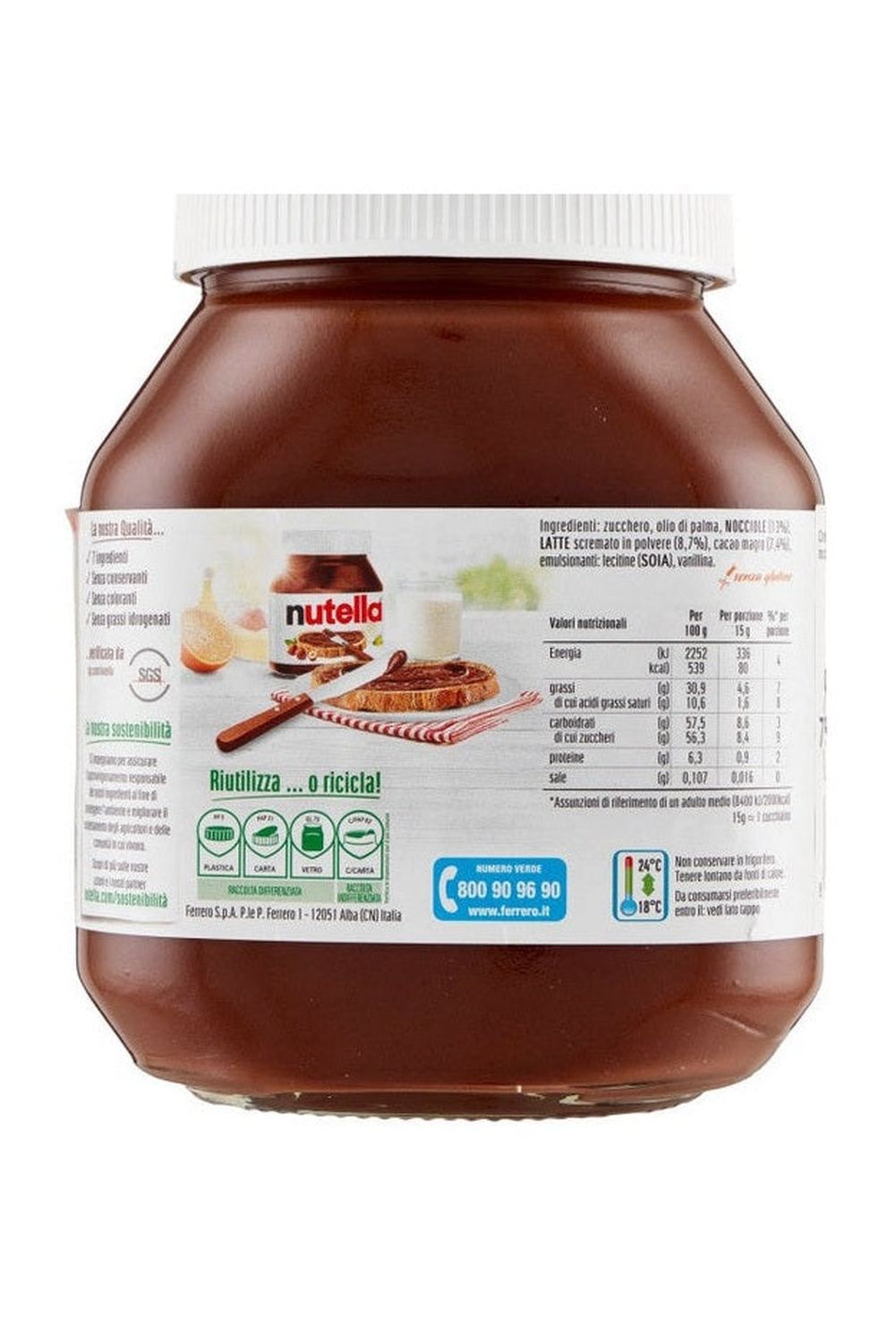 Nutella Ferrero 750g – Crema Spalmabile Maxi Formato per la Colazione di Tutta la Famiglia