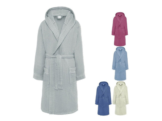 Accappatoio Procida in Nido d'Ape con Cappuccio – Leggero e Assorbente, Varie Taglie