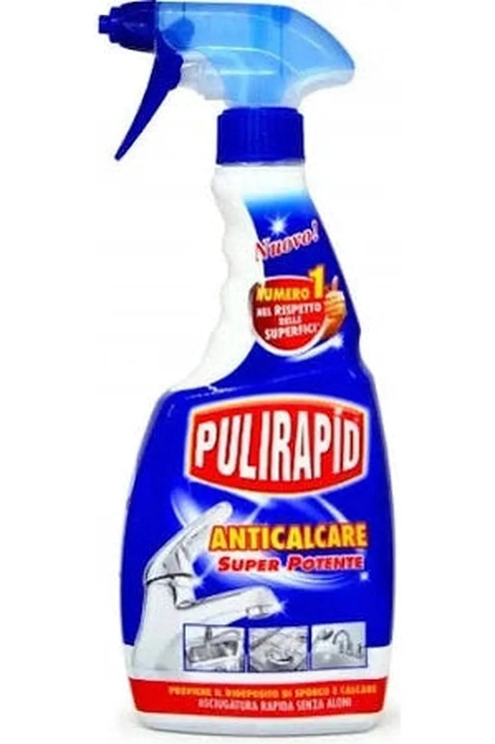 Pulirapid Anticalcare Igienizzante Spray 500ml – Rimuove il Calcare e Igienizza in un Solo Gesto