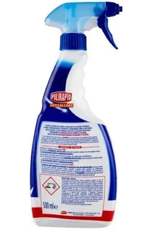 Pulirapid Anticalcare Igienizzante Spray 500ml – Rimuove il Calcare e Igienizza in un Solo Gesto
