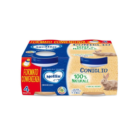 Mellin Omogeneizzato Coniglio 4x80g Neonati Bambini 6pz