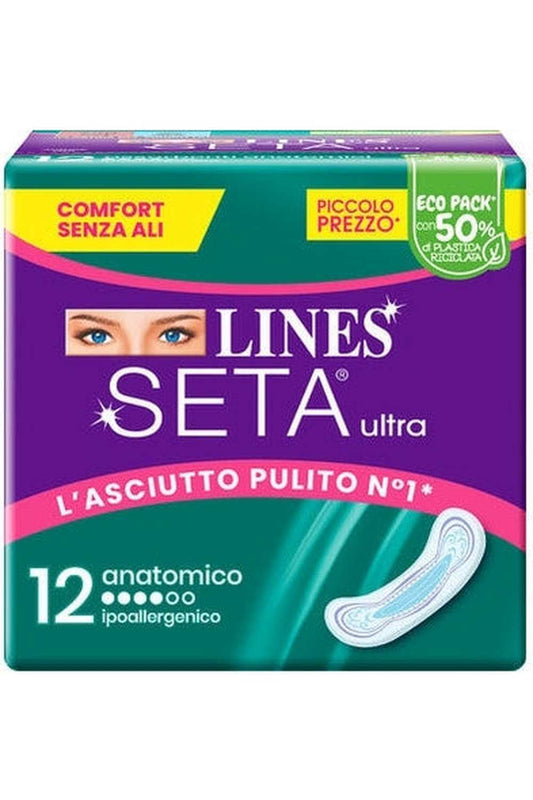 Lines Seta Ultra Anatomico – Assorbenti Ultra Sottili, Massimo Comfort e Protezione, Formato Convenienza