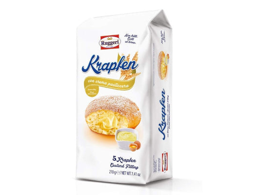 Krapfen Ruggeri 5pz con Crema – Soffici Bomboloni Ripieni per Colazione o Merenda Golosa