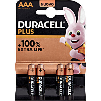Duracell Plus AAA (LR03) Batterie Alcaline 1.5V Blister 4 Pezzi x 5pz