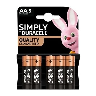 Duracell Simply AA (LR6) Batterie Alcaline 1.5V Blister 5 Pezzi x 5 pz