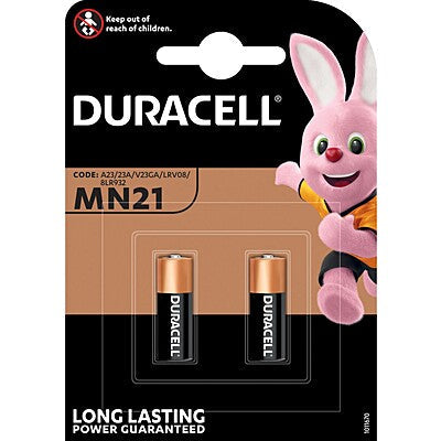 Duracell MN21 Batterie Alcaline 12V Security Pack 2 Pezzi x 10pz per Telecomandi e Allarmi