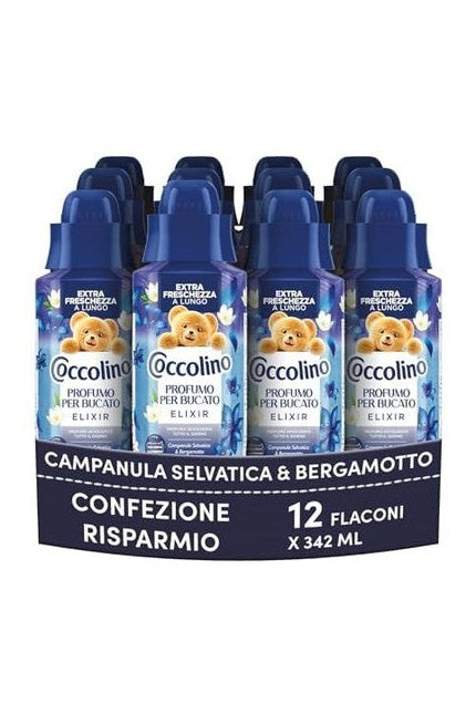 Coccolino Profumo per Bucato Elixir, Campanula Selvatica e Bergamotto, Liquido, 12 x 342 ml, Extra Freschezza a Lungo