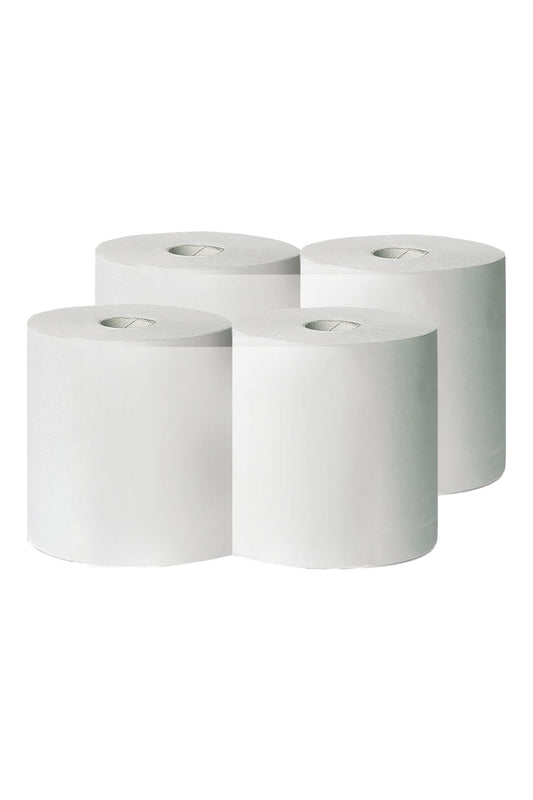 Samicash Bobina Carta in Rotolo, Confezione Scorta da 4 Rotoli, Doppio Velo, Bianco, 390 Strappi per Rotolo