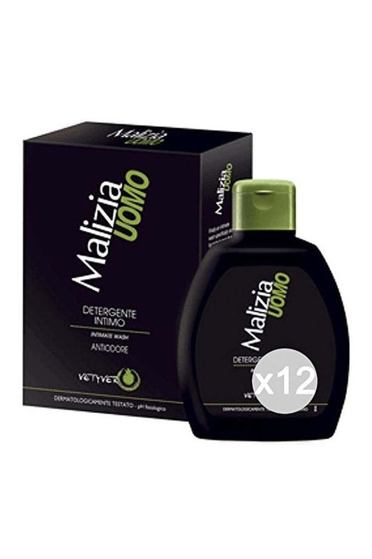 Set 12 MALIZIA Intimo Ml 200 Uomo Vetyver Verde Cura E Igiene Del Corpo