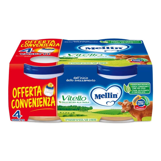 Mellin Omogeneizzato Vitello 4x80g Neonati Bambini 6pz