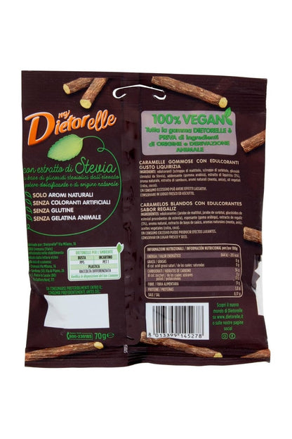 MyDietorelle Caramelle Gommose alla Liquirizia, Confezione da 24 Pezzi da 70 g