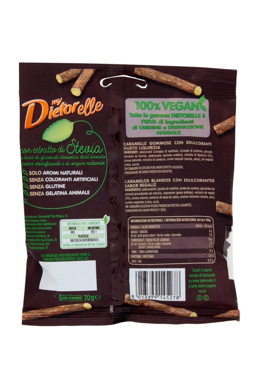 MyDietorelle Caramelle Gommose alla Liquirizia, Confezione da 24 Pezzi da 70 g