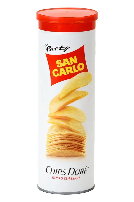 8X San Carlo Chips Dore' Classico Patatine Cialda Dorata, Ondulata e Croccante Maxi Tubo 100g [8 Confezioni]