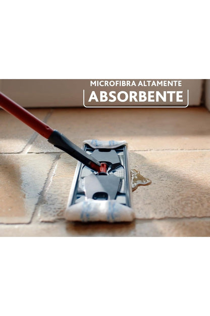 Vileda H2Pro FlatMop – Sistema Lavapavimenti con Secchio a Doppia Vasca, Mop Piatto in Microfibra, Acqua Pulita ad Ogni Risciacquo