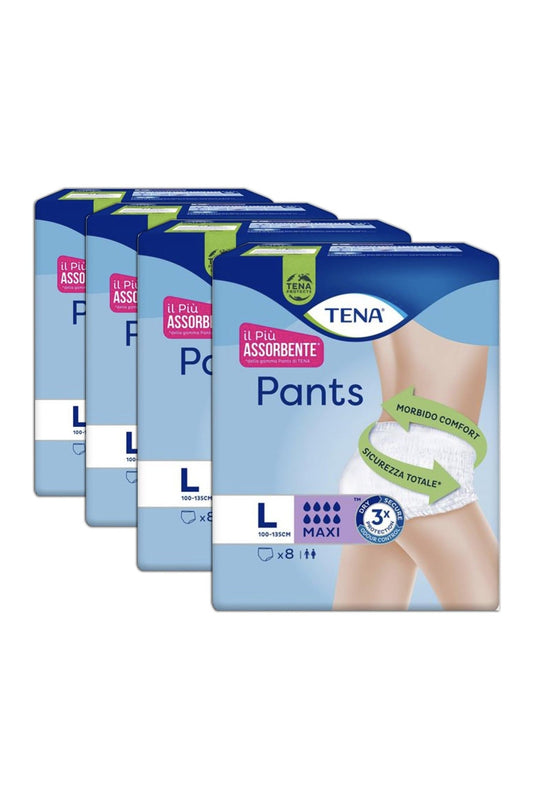 Samicash Assorbenti per Adulti Pants Maxi, Taglia L, Protezione e Alta Capacità di Assorbimento Confezione da 4 Pack per 32 Unità totali