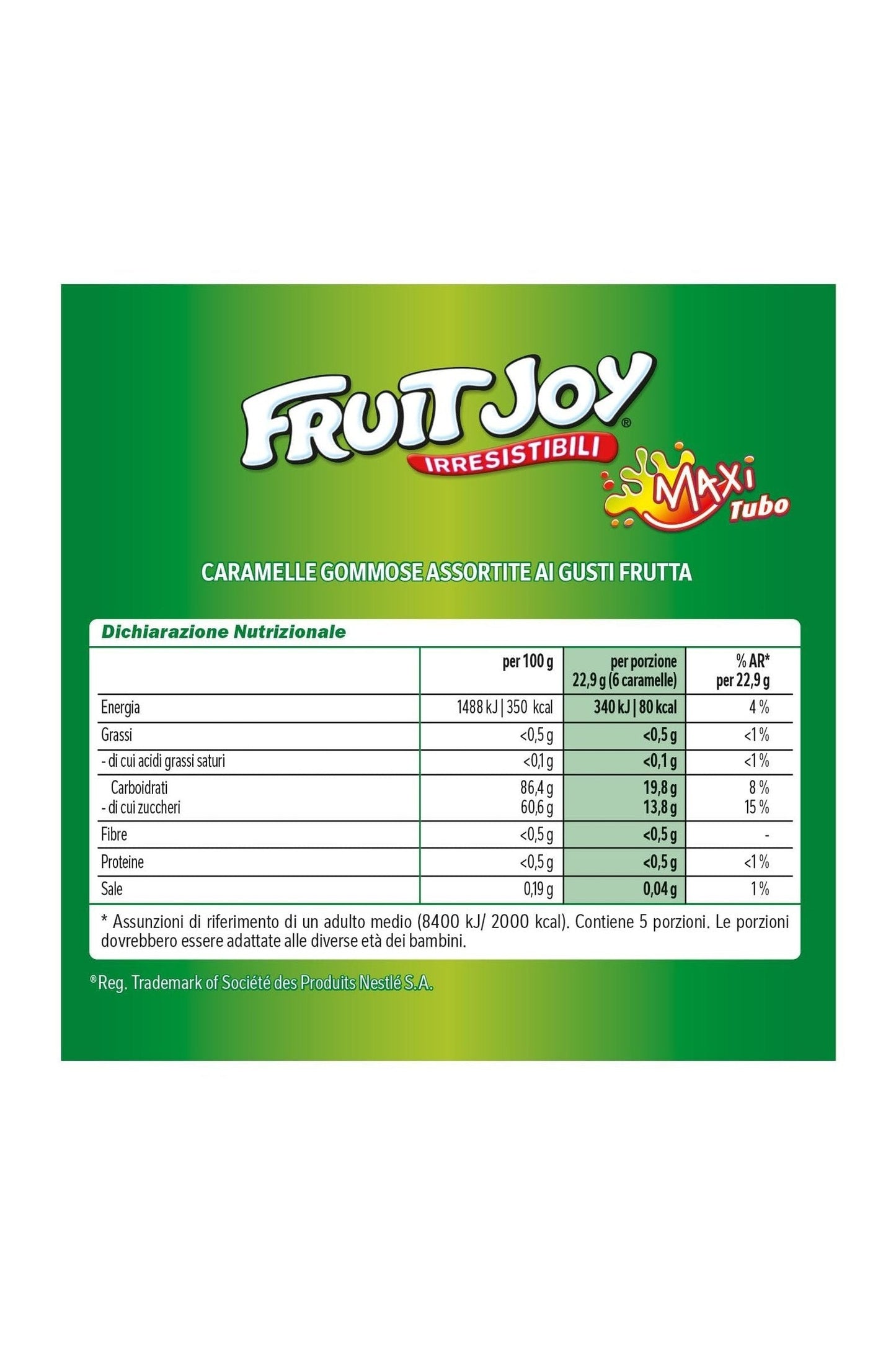 FRUIT JOY Original Caramelle Gommose alla Frutta Assortite, 12 Tubi da 125g (1,5kg)