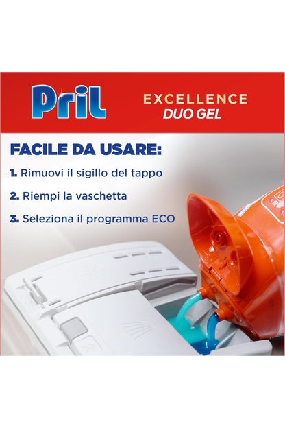 Pril Duo Gel, Detersivo lavastoviglie Gel, Azione Sciogligrasso, Formato da 8 Confezioni da 30 Lavaggi, 240 Lavaggi