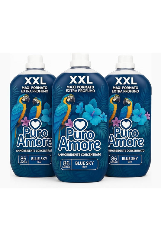 PURO AMORE Ammorbidente Concentrato Blue Sky – Extra Profumo | Formato XXL 86 Lavaggi | Confezione da 3 Pezzi (3)