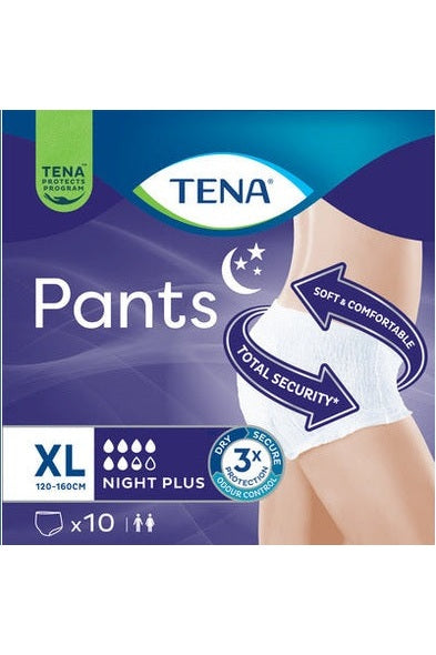 TENA Pants Plus Night XL 10pz Mutandine Assorbenti Notte Incontinenza x 4 pz