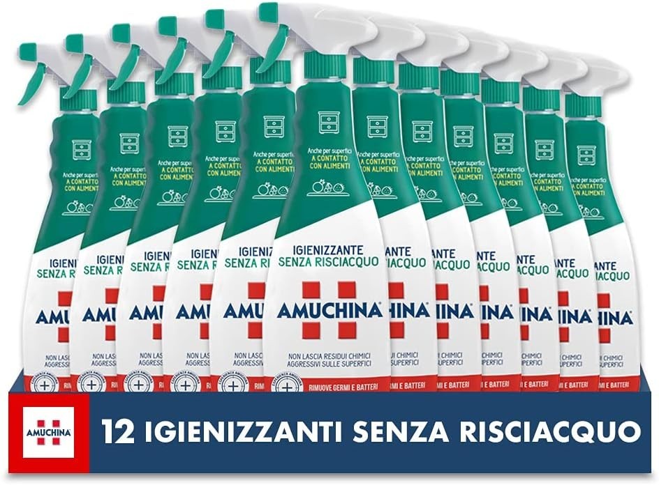 AMUCHINA SPRAY 750 ML IGIENIZZANTE SENZA RISCIACQUO 12 Pack