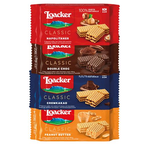 Loacker Classic 45g x60 Assortito 4 Gusti Napolitaner Cremkakao Choc Peanut