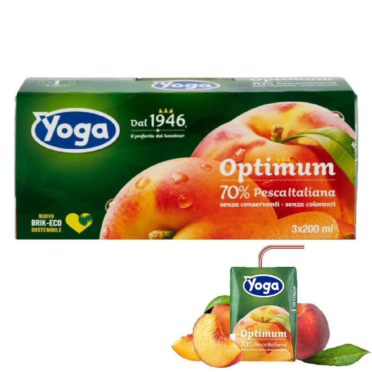 Yoga Succo alla Pesca  8 pz x 3 Brik da 200ml