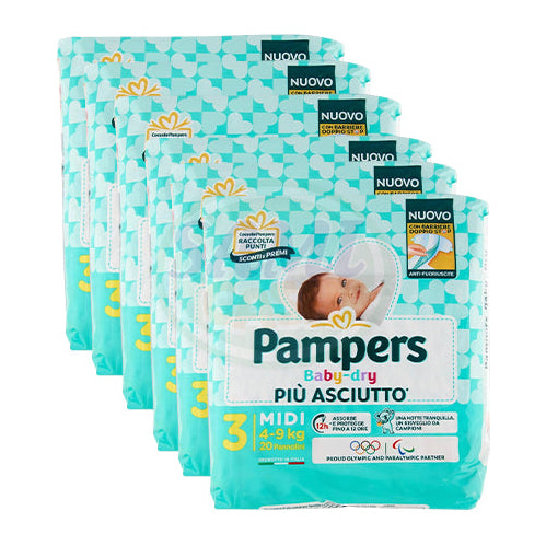 PANNOLINI PAMPERS BABY DRY 4- 9KG MIDI 6 PZ