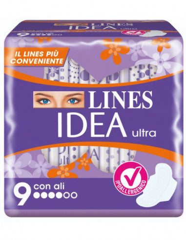 Lines Idea Ultra Giorno con Ali 9 Pezzi x24 Tot 216 Assorbenti