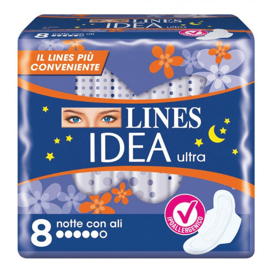 Lines Idea Ultra Notte con Ali  Confezione da 8 Pezzi, 24pz