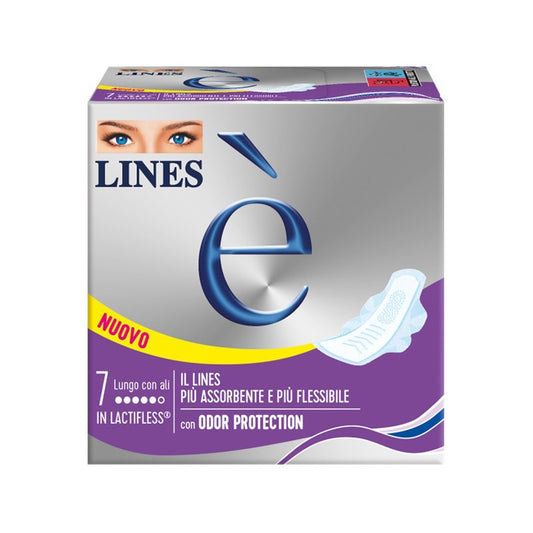 Lines  Assorbenti Lunghi con Ali  Confezione da 7 Pezzi, 12pz