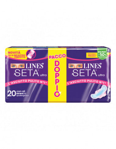Lines Seta Ultra con Ali 20 Pezzi x24 Tot 480 Assorbenti pacco doppio