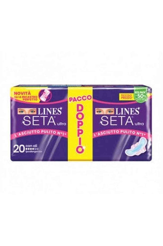 Lines Seta Ultra con Ali 20 Pezzi x24 Tot 480 Assorbenti pacco doppio