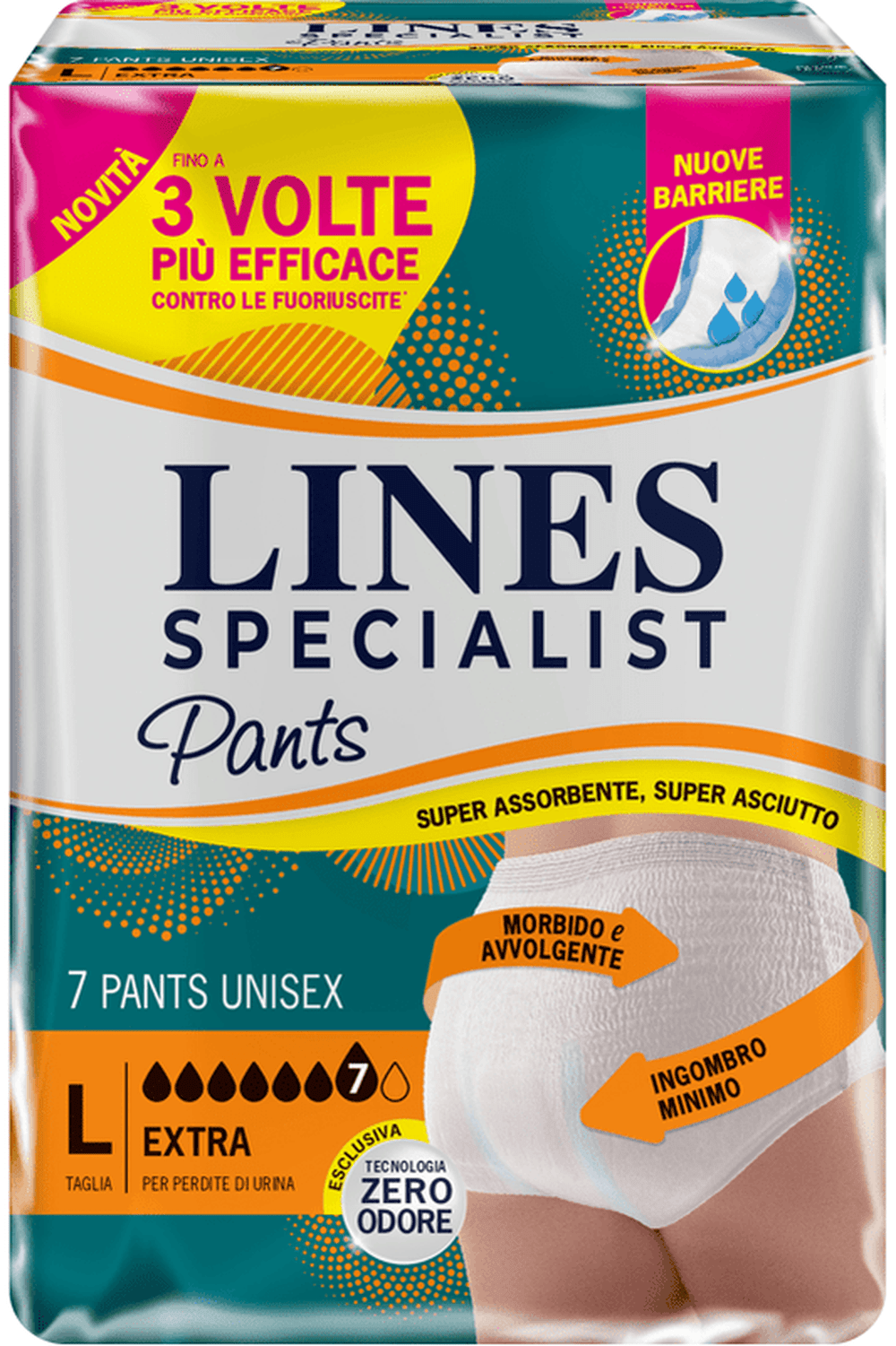 Lines Specialist Unisex Extra Pants L 7 Pezzi x4 Confezioni