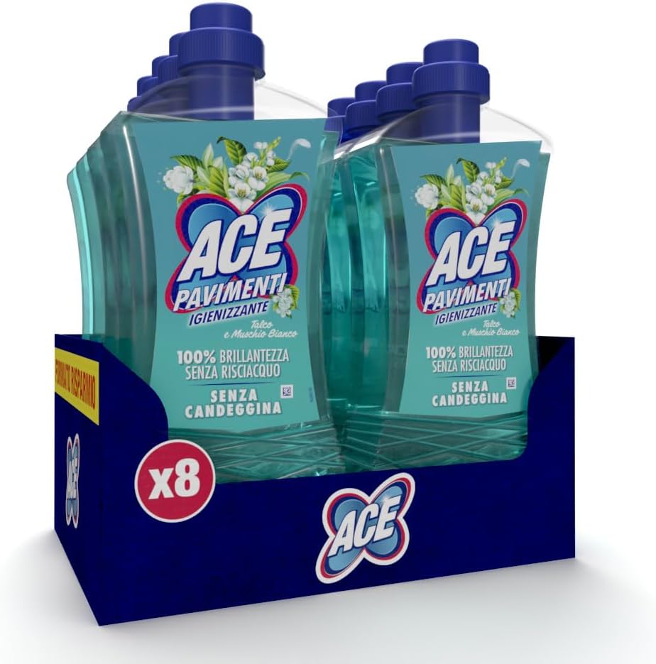 ACE Pavimenti Igienizzante Talco e Muschio Bianco 1L 8pz